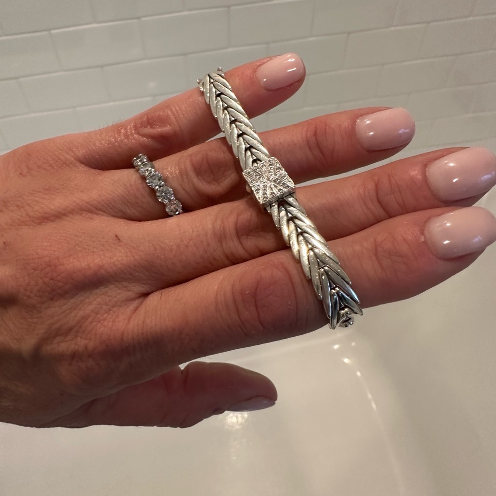 John Hardy Sterling Silver 925 Classic Chain Bracelet with Diamonds